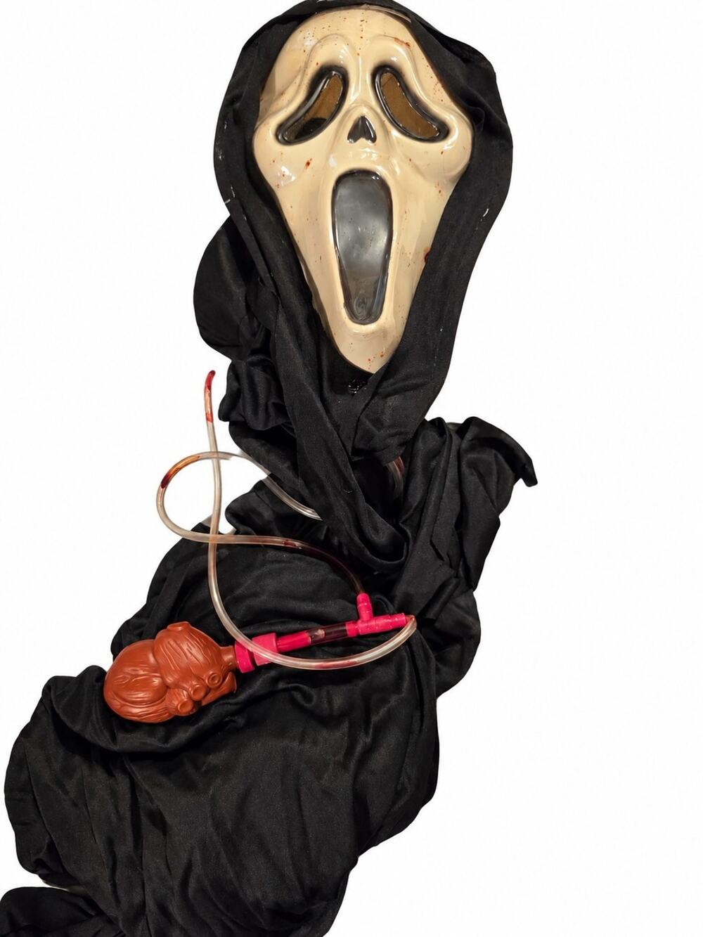 Vintage Bleeding Scream Mask Ghostface Shroud Fake Blood Pump Tube